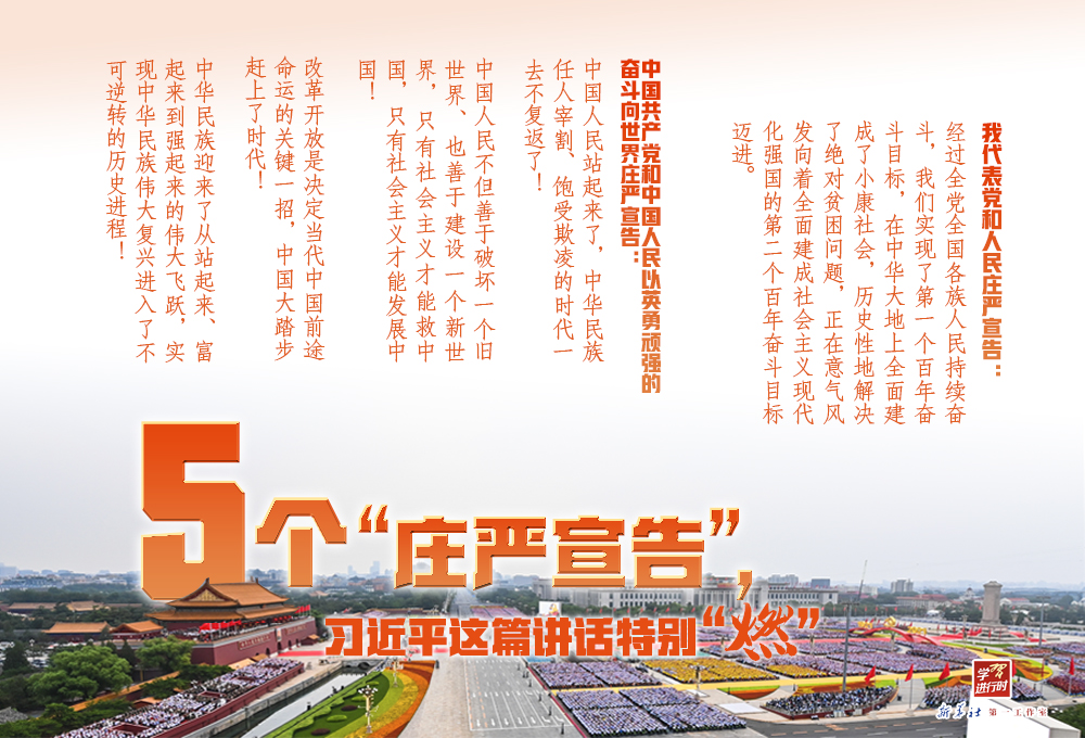 学习进行时|系列解读之一:五个“庄严宣告”,习近平这篇讲话特别“燃”(图1) 学习进行时|系列解读之一:五个“庄严宣告”,习近平这篇讲话特别“燃”(图1)